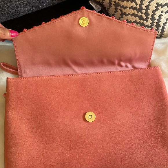 WHBM Suede Tassel clutch in gelato pink - Picture 5 of 10